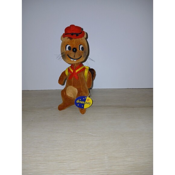 R. Dakin Dream Pets Eager Beaver Stuffed Animal Sawdust Camper Japan Vintage - Picture 1 of 16
